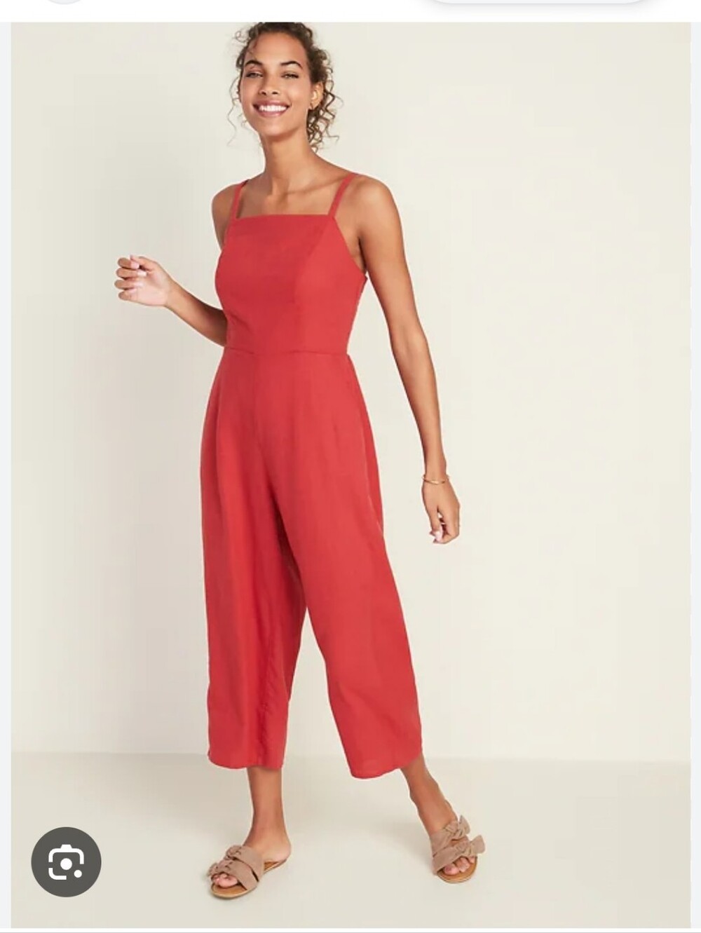 Old Navy Red Linen-Blend Cami Jumpsuit